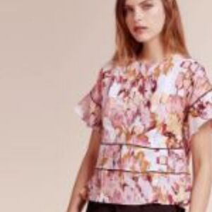 Donna Karan Neiman Marcus Water Garden  100% Linen Top